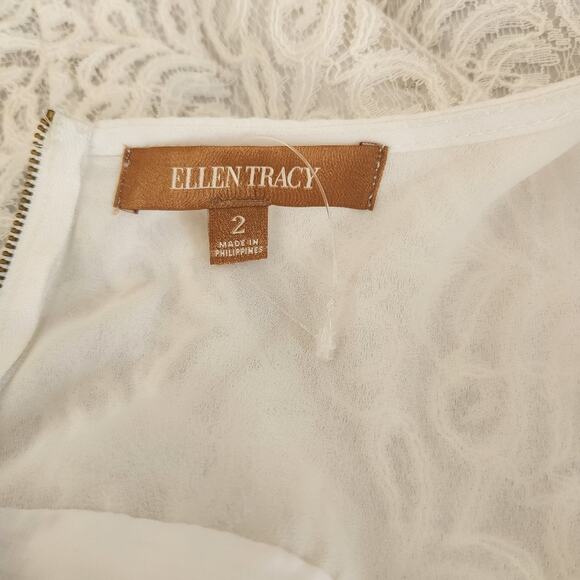 ELLEN TRACY WHITE LACE SHIFT DRESS SIZE 2 - Picture 11 of 14